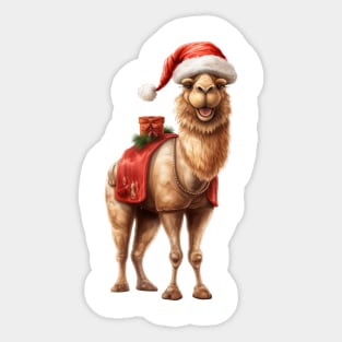 Vintage Christmas Camel Sticker